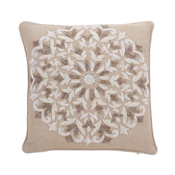 Saro Lifestyle Beaded and Embroidered Throw Pillow Cover