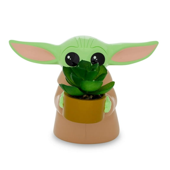 Star Wars: The Mandalorian Grogu Ceramic 4 Inch Mini Planter with Artificial Succulent