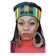 thumbnail image 2 of African Hand Woven Kente Kufi Hat with Faux Leather, 2 of 2