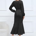 thumbnail image 5 of IROINNID Maxi Dress for Women Sexy Vintage V Neck Long Sleeve Solid Mermaid Skirt Dresses Deals,Black, 5 of 8