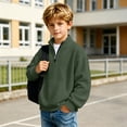 thumbnail image 5 of Abcomgle Boys 1/4 Zip Pullover Fashion Waffle Knit Kids Pullover Sweatshirts Crewneck Long Sleeve Sweaters for Boys Lightweight Boys Fall Shirts, 5 of 6