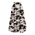 thumbnail image 4 of Women’s Elastic Waist Tiered Maxi Skirt with Leaf Print and Side Pockets Lightweight Flowy A-Line Skirt for Casual Wear Gray L, 4 of 5
