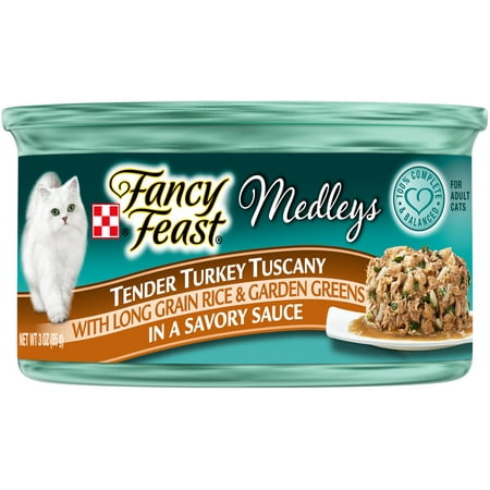 (4 Pack) Fancy Feast Medleys Tender Turkey Tuscany With Long Grain Rice & Garden Greens in a Savory Sauce Adult Wet Cat Food - 3 oz.
