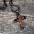 thumbnail image 5 of Metal Masters Santos Wood Cross Necklace Pendant Black 24" Stainless Steel Chain, 5 of 6