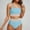 Light Blue, variant on High Waisted Bandeau Bikini Set - Women Strapless Two Piece Swimsuits Ribbed Longline Full Coverage Bathing Suits Swimwear Light Blue XL
