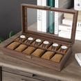 thumbnail image 6 of Vowella 12-Slot Wood Watch Box with Glass Top, Luxury Watch Display Case with Velvet Lining, Watch Organizer for Men, Brown, 6 of 11