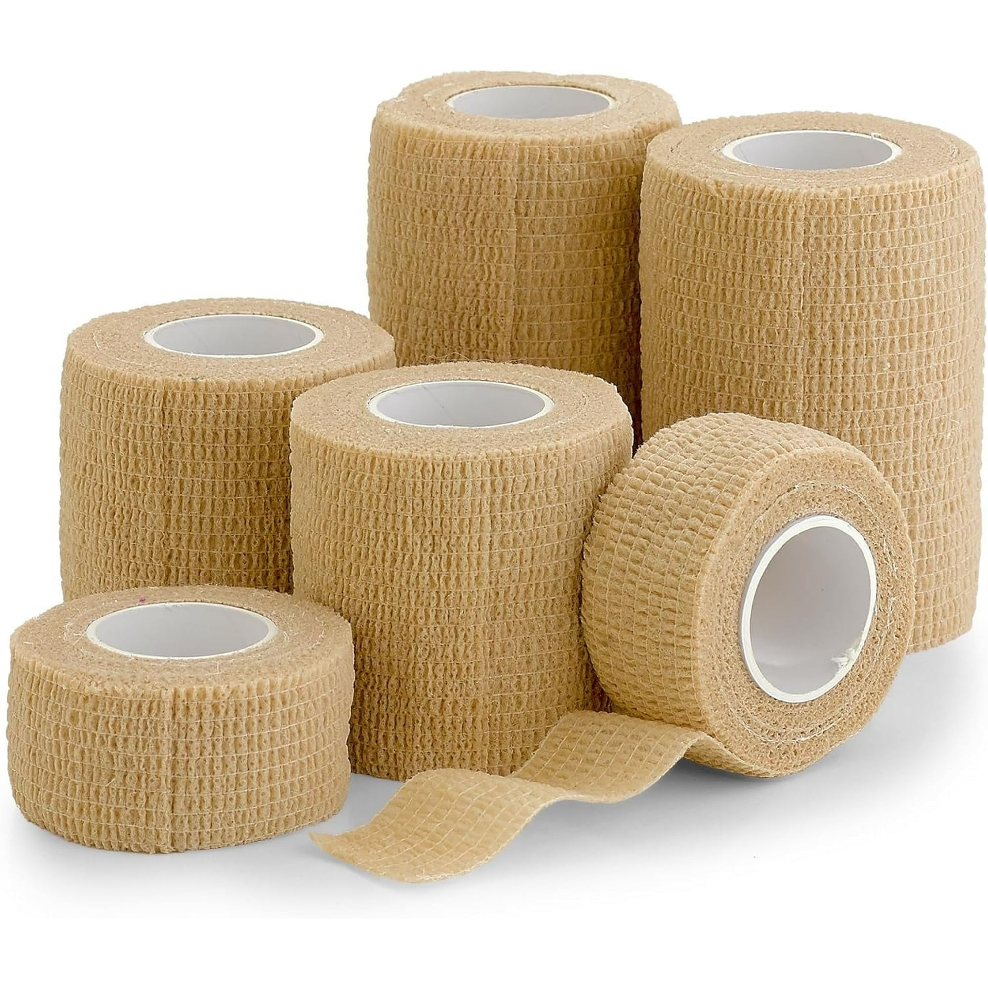 MEDca Self Adherent Cohesive Tape Adhesive Bandage, Skin Color, 3 Sizes, 6 Count, 1 Pack