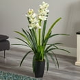 thumbnail image 2 of Nearly Natural 39" Cymbidium Orchid Plastic Artificial Plant, White, 2 of 3