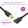 thumbnail image 3 of Cable De Extensión Usb 3.0 De 1 Pie Yeung Qee Cable De Extensión Usb 3.0 A Macho A Hembra De Alta Velocidad Para Transferencia De Datos Unidad Flash Usb Teclado Ratón Playstation Xbox Lector De Tarjet, 3 of 5