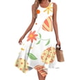thumbnail image 2 of Minjewel Women's Easter Midi Dress, Round Neck Sleeveless Floral Print Irregular Hem Casual Dress, Spring Church & Garden Party Outfit,Orange XL, 2 of 8