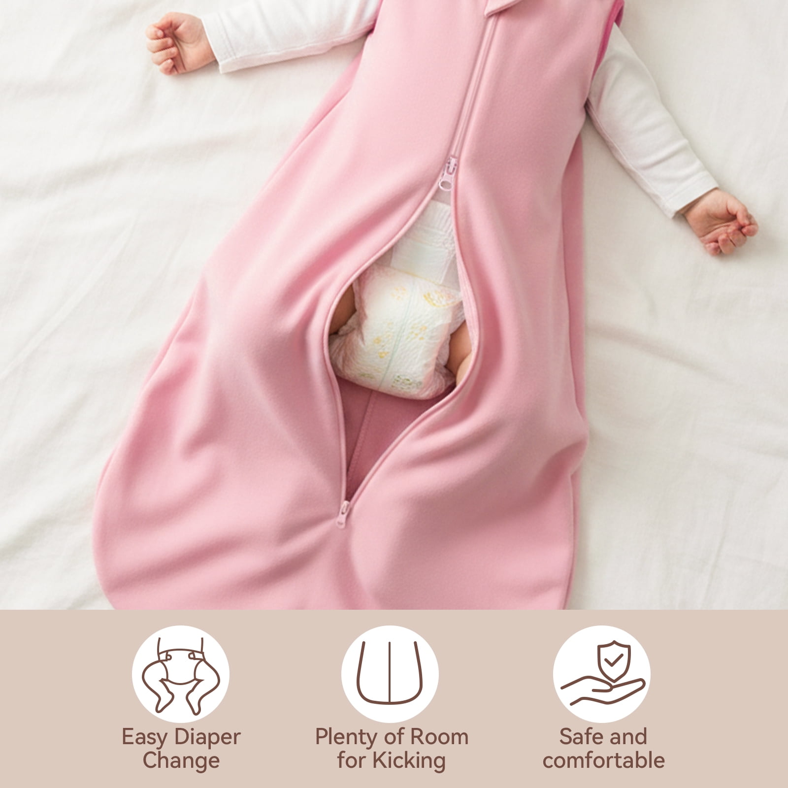 Baby Sleep Sack 12-18 Months 100% Cotton Baby Wearable Blanket 2-Way Zipper Breathable Lightweight Unisex Sleeping Bag 0.5 Tog Toddler Sleep Sack (3 Pack)