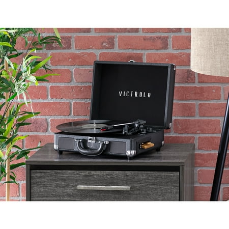 Victrola - Journey+ Cassette Bluetooth Suitcase Record Player - Black