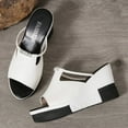thumbnail image 5 of Mepaouo Wedge Slide Sandals for Women Leather Open Toe Platform Walking Shoes Slip on Mules White 8.5, 5 of 8