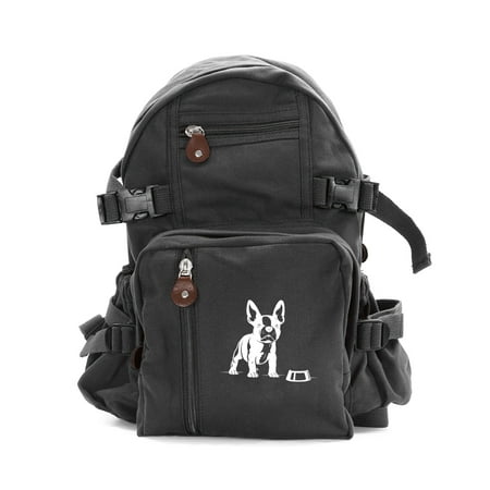 French Bulldog And His Bowl Heavyweight Canvas Backpack