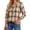 Khaki, variant on Womens Plaid Shirts Flannel Button Down Shirts Business Casual Long Sleeve Tops Dressy V Neck Blouses