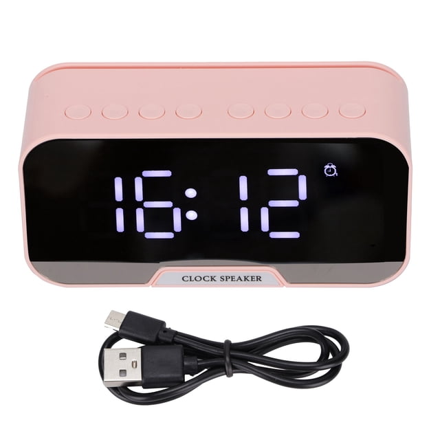 D‑88 Altavoz de Reloj Bluetooth Multifuncional Altavoz portátil con función de Reloj Despertador Dual para Dormitorio OficinaRosa