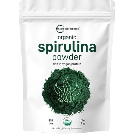 Micro Ingredients Organic Spirulina Powder, 1lb (16oz) | Green Superfood Powder, Rich in Vegan Protein, Vitamins & Minerals