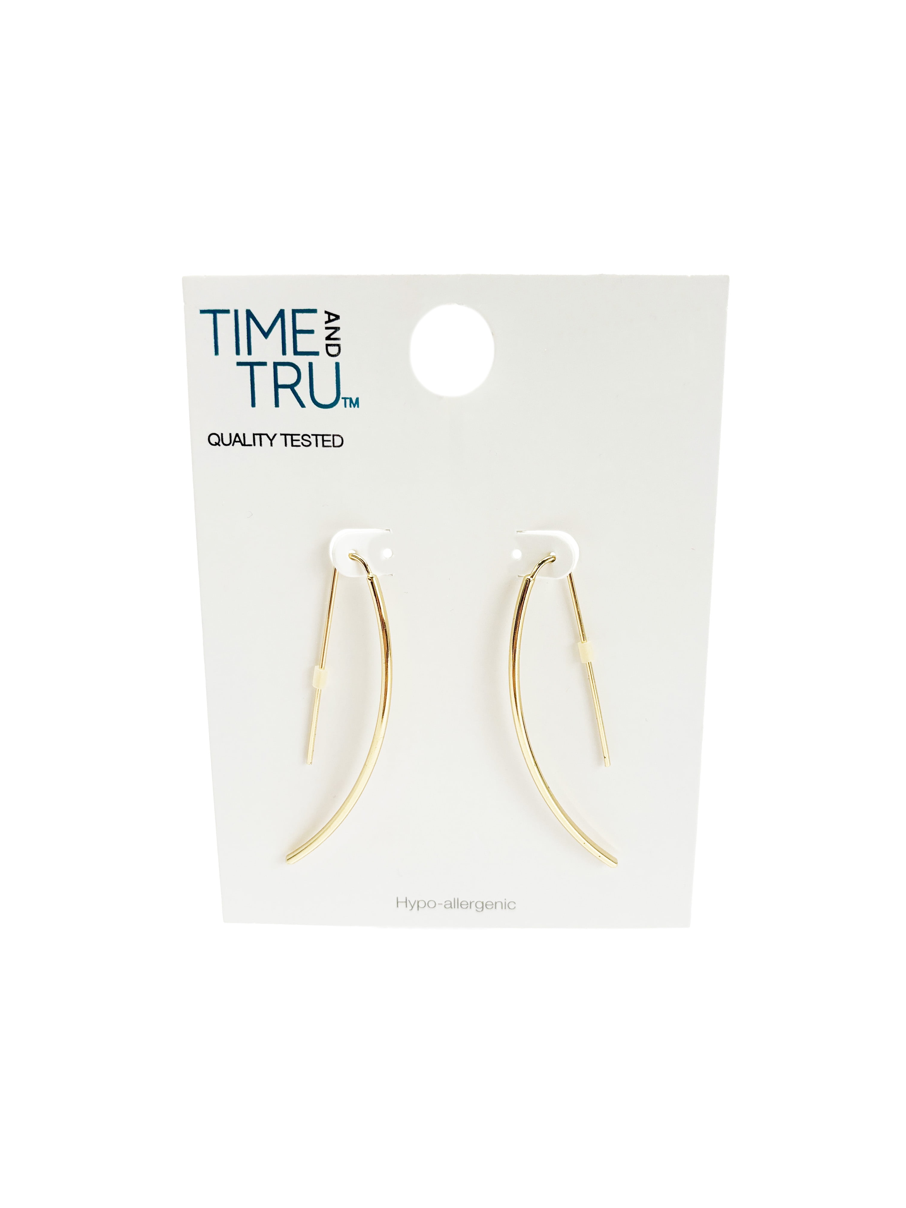 Time and Tru Women's Gold Tone Oblong Threader Earrings