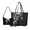 Dark Owl Moon Pattern, variant on Bunny Mom Theme 3 Pieces Tote Bag Set for Ladies, Lightweight Tote Purse with Portable Wristlet Purse, with Personalized Underarm Shoulder Bag