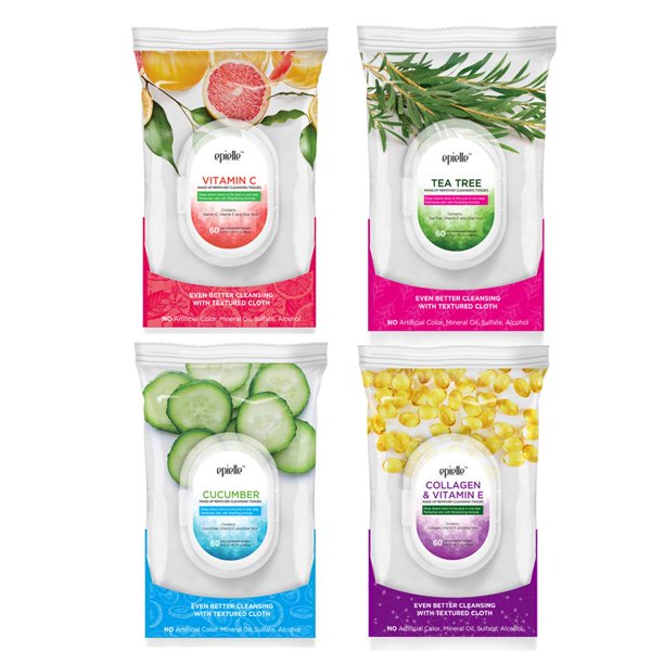 Epielle Benefit60 Facial Cleansing Tissue Makeup Remover Wipes
