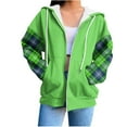 thumbnail image 2 of Wowcloth Women's Long Sleeve Plaid Print Hooded Sweatshirt - Oversized Zip-Front Pullover with Pockets, Casual Loungewear & Everyday Streetwear, 2 of 6