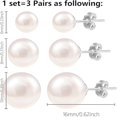 thumbnail image 3 of Lancharmed White Gold Plated Stud Earrings,3 Pairs of Pearl Earrings Valentines Day Gifts Earrings For Women, 3 of 6