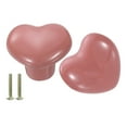 thumbnail image 1 of Uxcell 2 Packs Ceramic Drawer Knobs Heart-Shaped Dresser Pulls Handles, Pink, 1 of 6