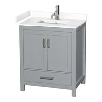 Wyndham Collection Sheffield 30" No Mirror Metal Single Bathroom Vanity in Gray