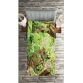 thumbnail image 2 of Ambesonne Leopard Quilted Coverlet 2 Pcs, Tropic Wild Jungle Leaf, Twin Size, Brown Green, 2 of 2
