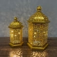thumbnail image 2 of Brass Effect Moroccan Style Metal Lanterns Small Medium Large Hanging Decor, 2 of 5
