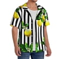 thumbnail image 4 of Naloa Lemons on Striped Men's Loose Fit Cuban Collar Short-Sleeve Shirt with Button-down and Chest Pocket for Everyday Wear Outings - 4X-Large, 4 of 7