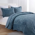 thumbnail image 4 of Luxury Velvet Oversized Embroidered Quilted Bedding Set - Soft & Plush 3-Piece Comforter with Shams for All-Season Comfort, 4 of 10