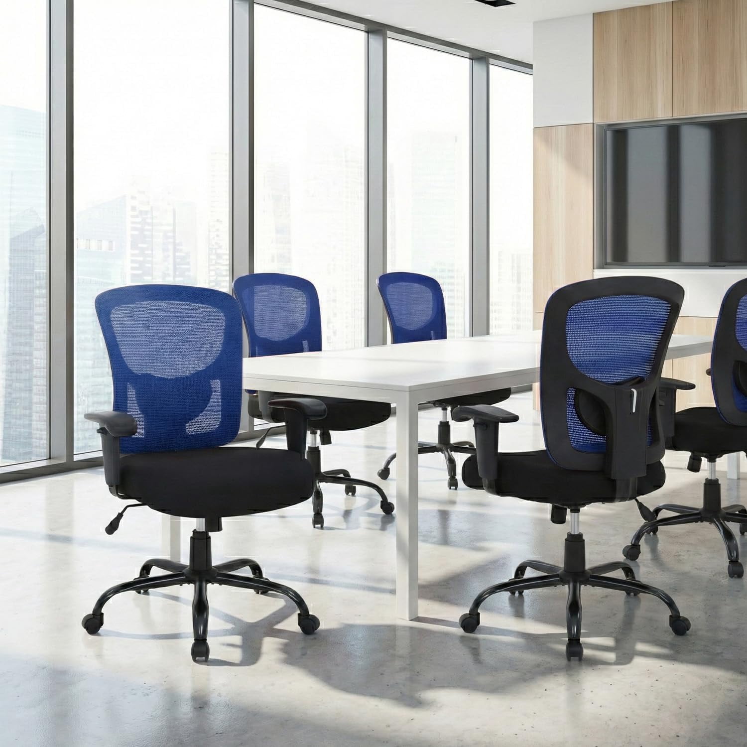 BORGEBY Big and Tall Office Chair Heavy Duty 400LBS Computer Desk Chair with Lumbar Support Ergonomic High Back Task Rolling Swivel Mesh Chair for adult,Blue