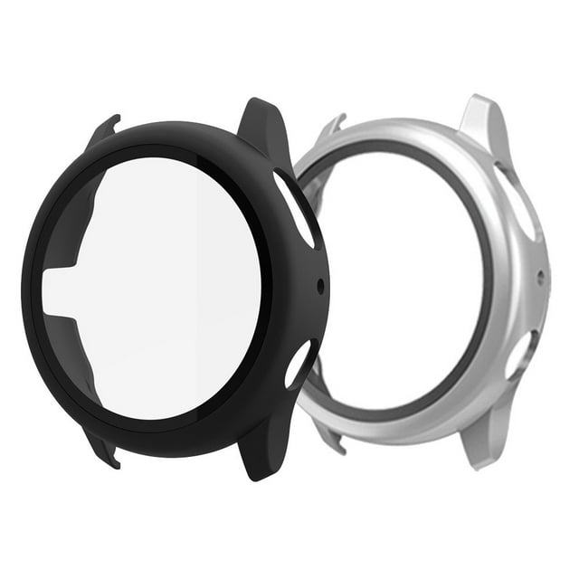 2 Pack Glass+Case Compatible with Samsung Galaxy watch Active 2 40mm 44mm All-Around cover bumper+Screen Protector Galaxy watch active 2 (Ultra-Thin, Anti-Scratch)