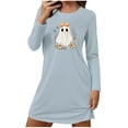 thumbnail image 2 of Censtreet Halloween Sleep Shirts for Women Long Sleeve Night Shirts for Sleeping Pullover Nightgown Soft Nightdress, 2 of 6