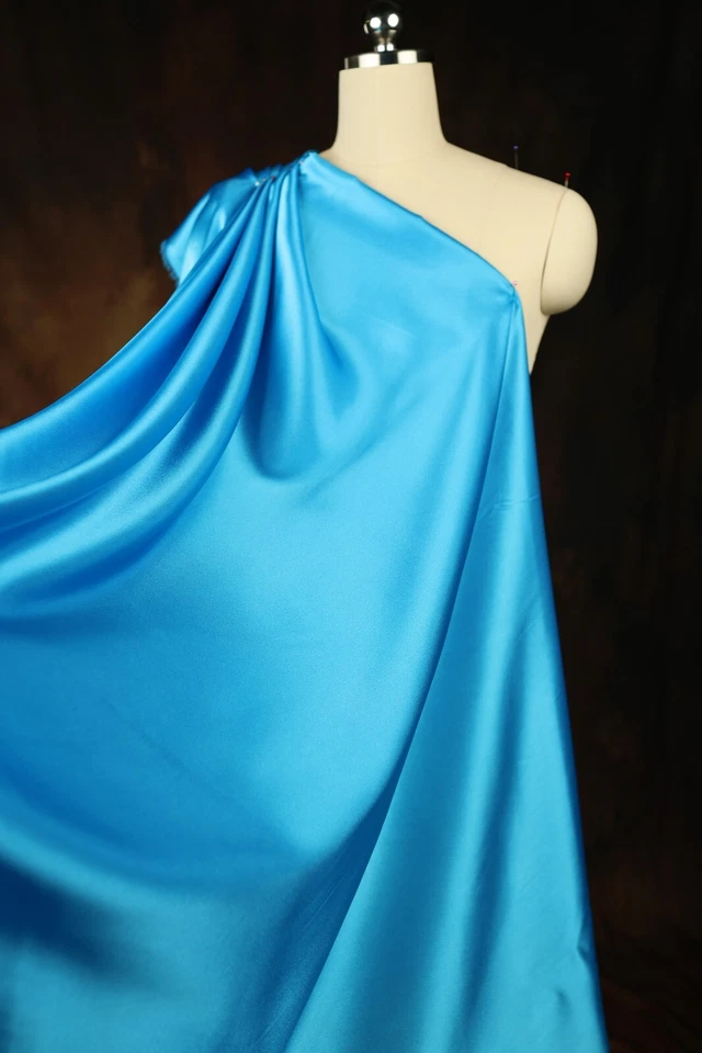 BUTTERFLY- Turquoise Satin Charmeuse Fabric By The Yard 31
