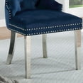 thumbnail image 3 of 2 Wingback Dining Chairs In Blue, Button Back, Legs & Notable Trim 2pcs Chairs, Blue Color,, 3 of 3