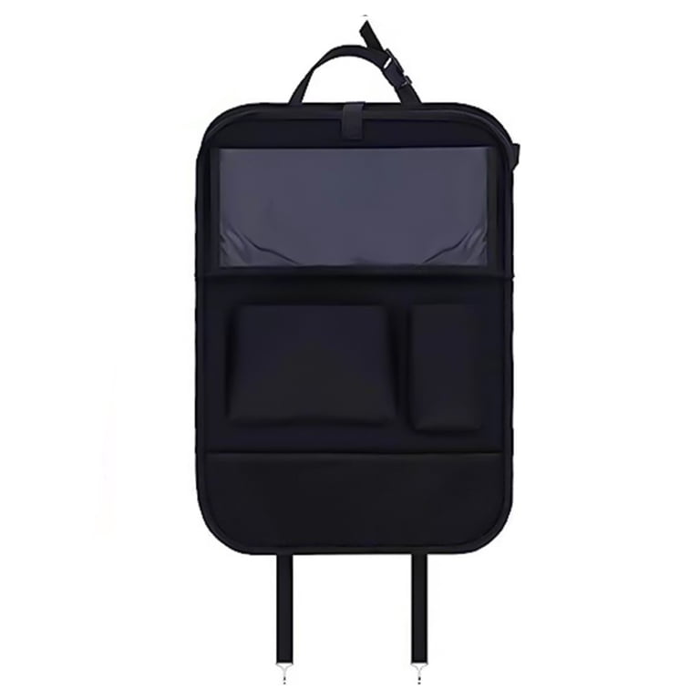 Car Back Seat Organizer With Foldable Table - 6 Pocket Waterproof Storage Bag For Kids, Travel Accessories (Black)