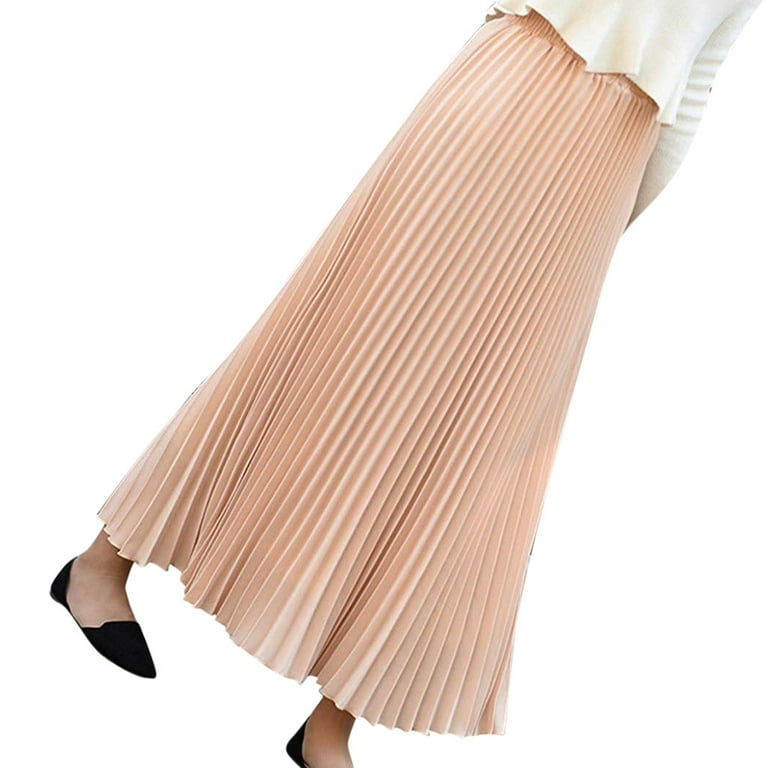 Boomilk Long Skirts for Women Solid Color Elegant Elastic High