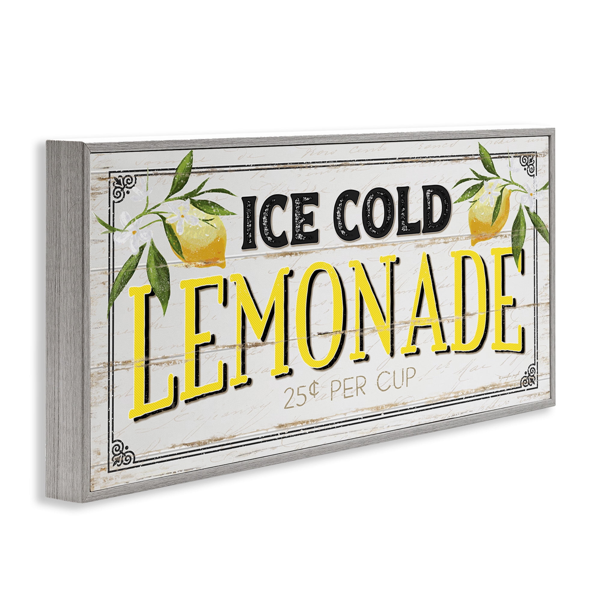 Stupell Industries Vintage Lemonade Stand Sign Food & Beverage Painting Gray Framed Art Print Wall Art, 30 x 13