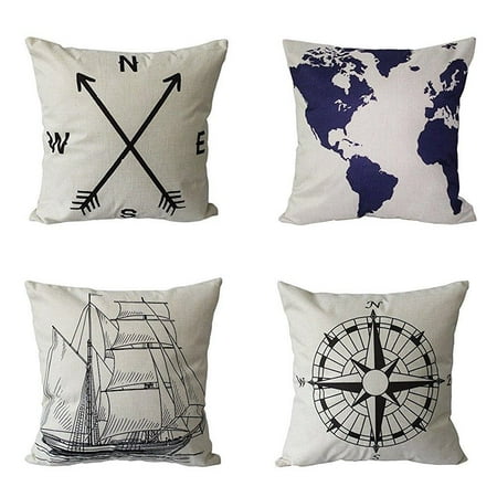 4 Pack Farmhouse Decorative Pillow Cover Home Decor Cotton Linen