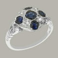 thumbnail image 2 of LBG British Made 10k White Gold Natural Sapphire & Diamond Womens Promise Ring - 33 size options - Size 4.5, 2 of 7