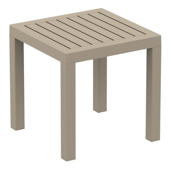 Luxury Commercial Living 18" Taupe Brown Patio Square Resin Side Table with Drain Hole