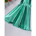 thumbnail image 6 of Xnihocha Kids Girls Boys Dance Trousers Pants Shiny Metallic Flared Pants Ruffle Bell Bottom Streetwear Lake Green 16, 6 of 7