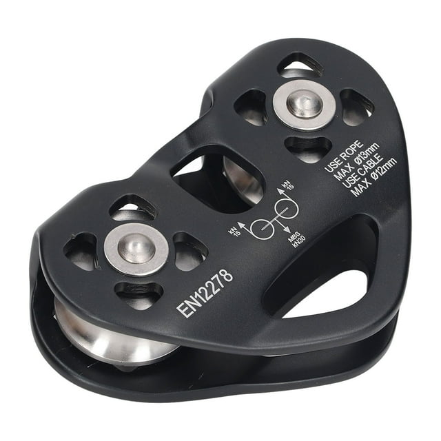 Climbing Pulley, Outdoor Aluminum Double Rope Pulleys Slack Tender Shaft Climbing Sheave Pulley for Mountaineering