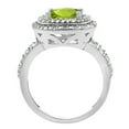thumbnail image 2 of 14K White Gold Natural Peridot Ring Cushion 8x8 mm with Diamond Accents, size 9.5, 2 of 4