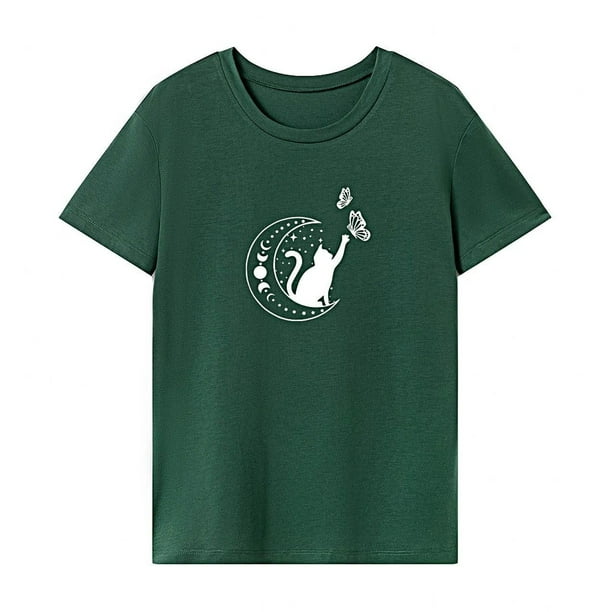 Camiseta para Mujer Ropa Deportiva de Verano Camisa Ligera con Cuello Redondo para Deportes de Trabajo XL