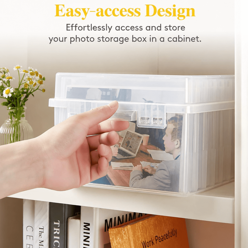 Norcho Photo Storage Set with 9 pcs 5" x 7" Inner Photo Boxes & 11 x 8.5 inch Transport Case, Craft Organizer for Seeds, Cards, Pictures, Office Supplies with Label Stickers