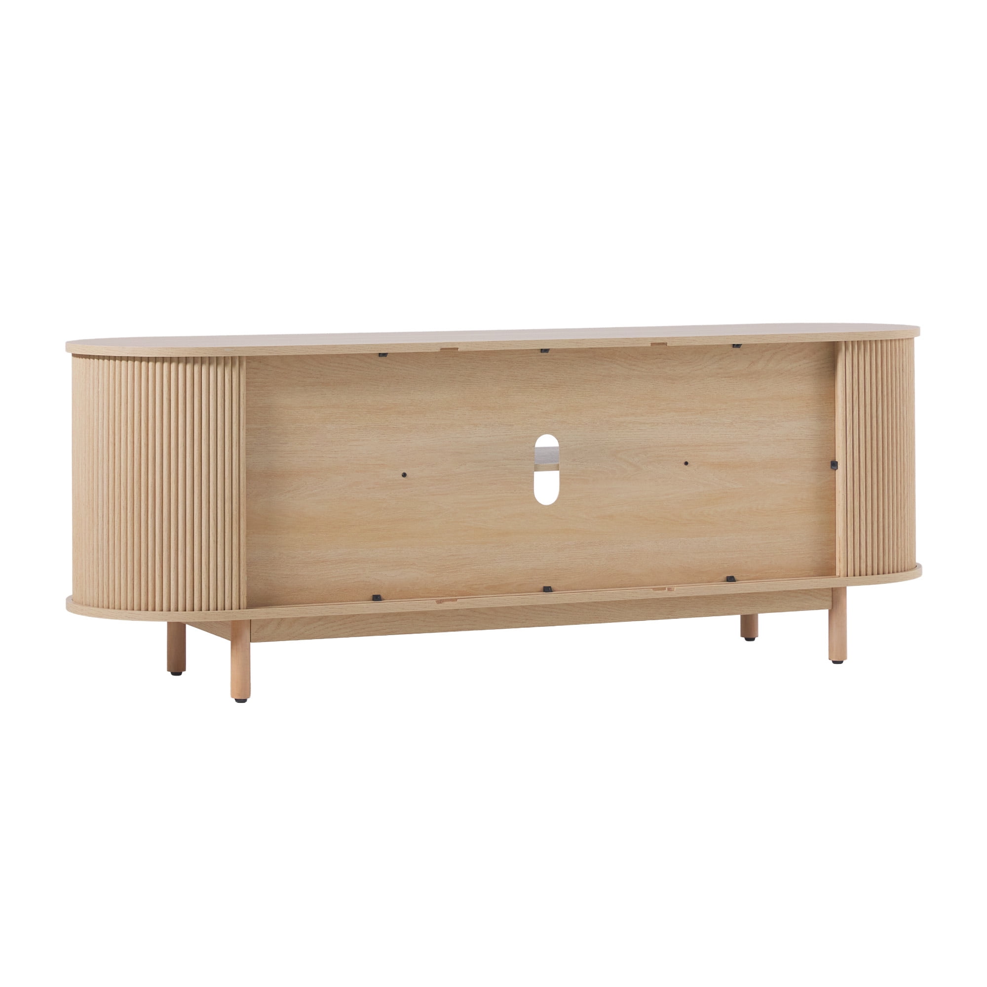 Walker Edison Modern Reeded 60” TV Stand with Open Storage - Coastal Oak