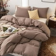 thumbnail image 3 of 100% Cotton Duvet Cover Coffee 3 Piece Set- Ultra Soft And Easy Care Bedding Set Organic Boho Bedding king , Bohemian Quilt Cover Thrown, 3 of 4
